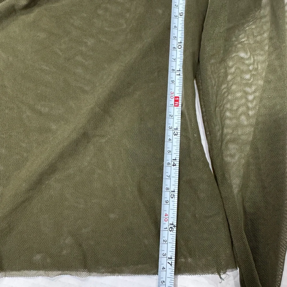 Urban Outfitters Olive Mesh Long Sleeve Blouse NWOT Sz M - Picture 11 of 14